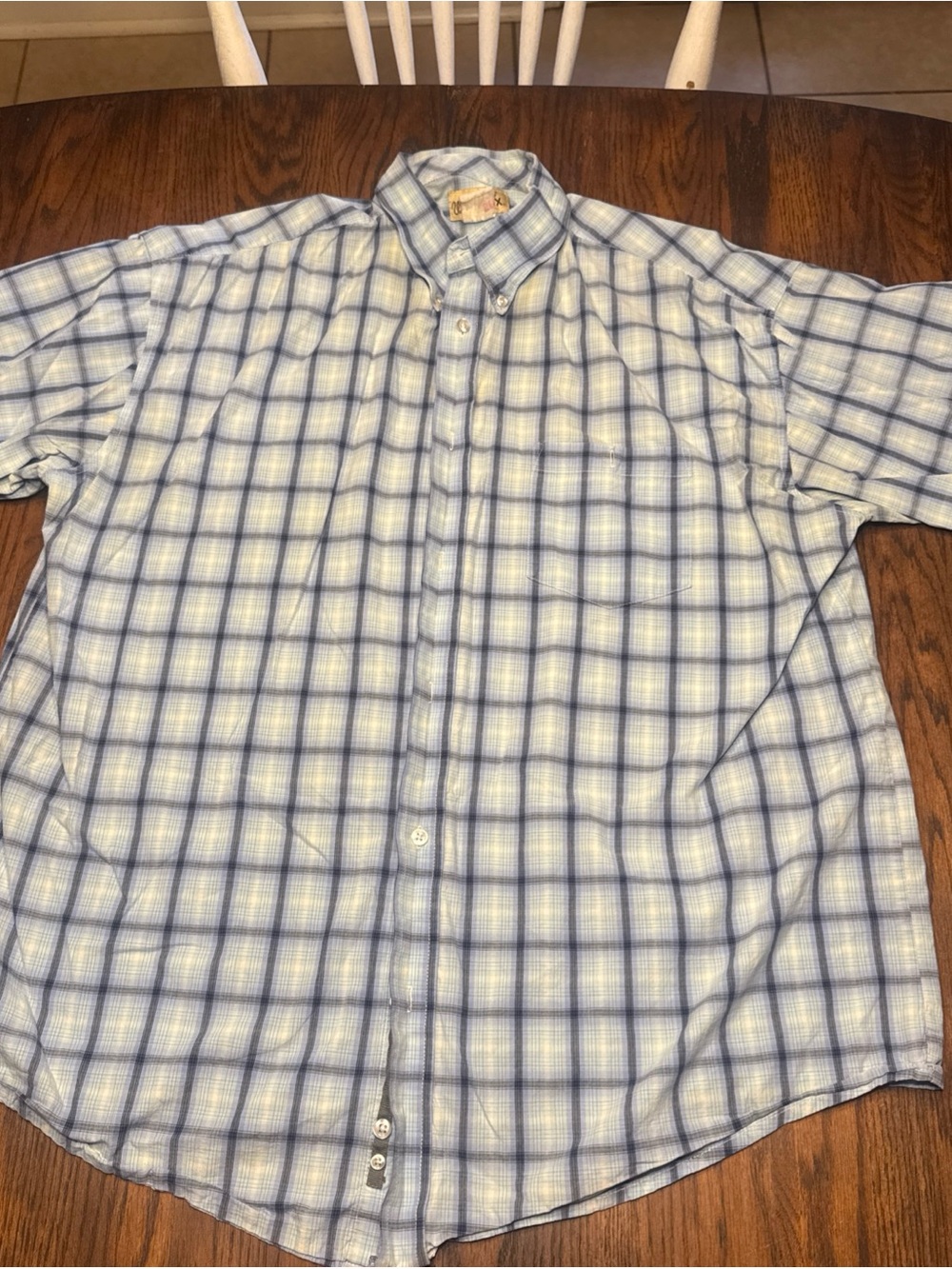 Wrangler 20X Mens Med Blue Plaid Short Sleeve Button Up Shirt